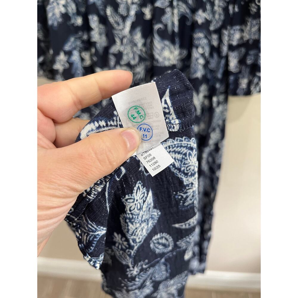 LOFT Paisley Bow Pocket Boho Maxi Dress Blue NWT Size Large - Picture 9 of 12